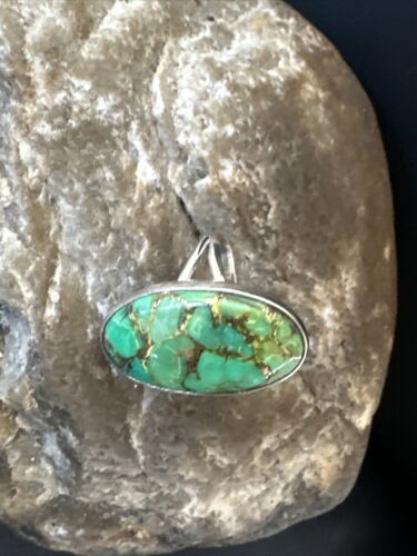 Navajo Green Mojave Turquoise Ring | Sterling Silver | Sz 7 | Authentic Native American Handmade | 15597