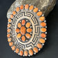 Navajo Orange Spiny Oyster Cluster Concho Belt Buckle | Sterling Silver | Authentic Native American Handmade | 16344