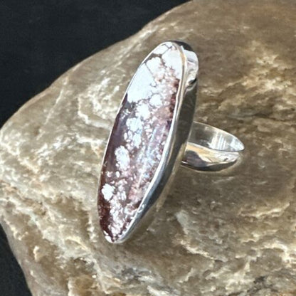 Navajo Wild Horse Turquoise Ring | Sterling Silver | Sz 8 Adjustable | Authentic Native American Handmade | 15553