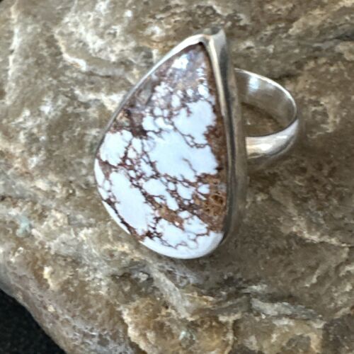 Men's & Women's Wild Horse Turquoise Ring | Navajo Sterling Silver | Sz 7 | Authentic Native American Handmade | 17364