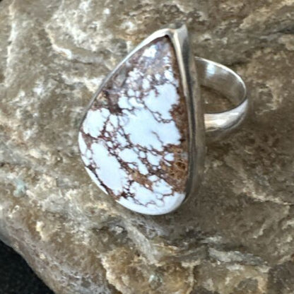 Men's & Women's Wild Horse Turquoise Ring | Navajo Sterling Silver | Sz 7 | Authentic Native American Handmade | 17364