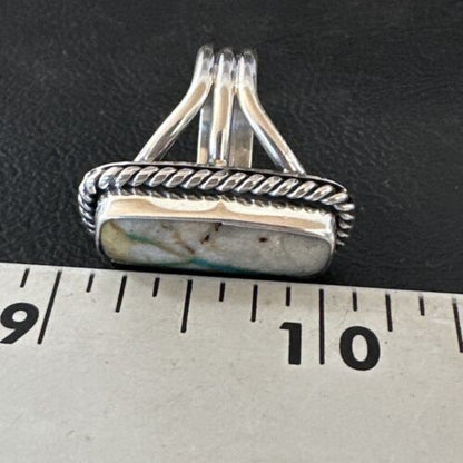 Navajo Ribbon Boulder Turquoise Ring | Sterling Silver | Sz 7 | Authentic Native American Handmade | 16473