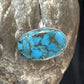 Navajo Blue Mojave Turquoise Ring | Sterling Silver | Adjustable Sz 8 | Authentic Native American Handmade | 15712