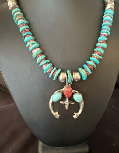 Navajo Men's Turquoise Purple Spiny Naja Pendant Necklace | Sterling Silver | Authentic Native American Handmade | 14953