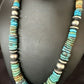 Blue-Green Turquoise Necklace | Navajo Sterling Silver | Authentic Native American Handmade | 21" | 16960