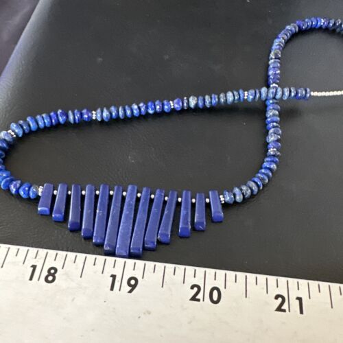 Men's Navajo Blue Lapis Necklace | Sterling Silver | 18" | Authentic Native American Handmade | 15771