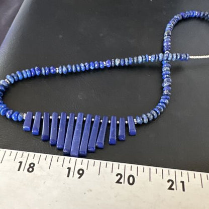 Men's Navajo Blue Lapis Necklace | Sterling Silver | 18" | Authentic Native American Handmade | 15771
