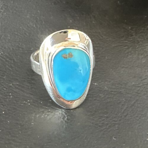 Navajo Blue Kingman Turquoise Ring | Sterling Silver | Sz 9 | Authentic Native American Handmade | 16585