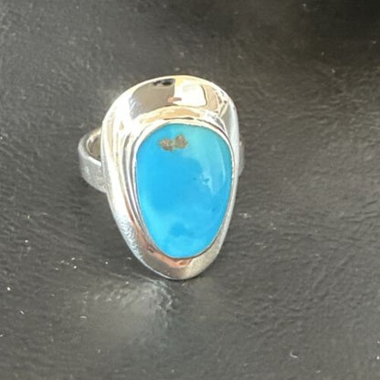 Navajo Blue Kingman Turquoise Ring | Sterling Silver | Sz 9 | Authentic Native American Handmade | 16585