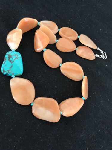 Navajo Spiderweb Turquoise Agate Pendant Necklace | Sterling Silver | 23" | Authentic Native American Handmade | 3112