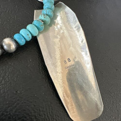 Men's Feather Turquoise Pendant | Navajo Sterling Silver Necklace 21" | Multi-Stone | 17445