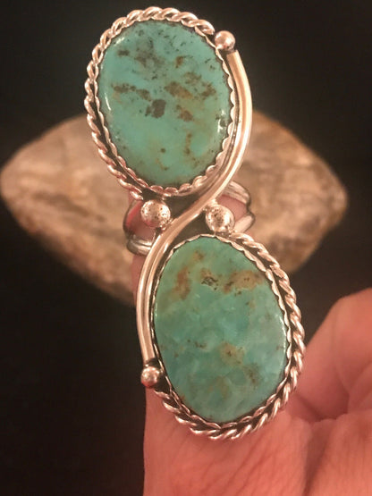 Apache Turquoise Navajo Sterling Silver Ring Size 9 02890