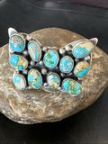 Butterfly Navajo Cluster Sonoran Blue Turquoise Ring Sz 11 | Sterling Silver | Authentic Native American Handmade | 18604