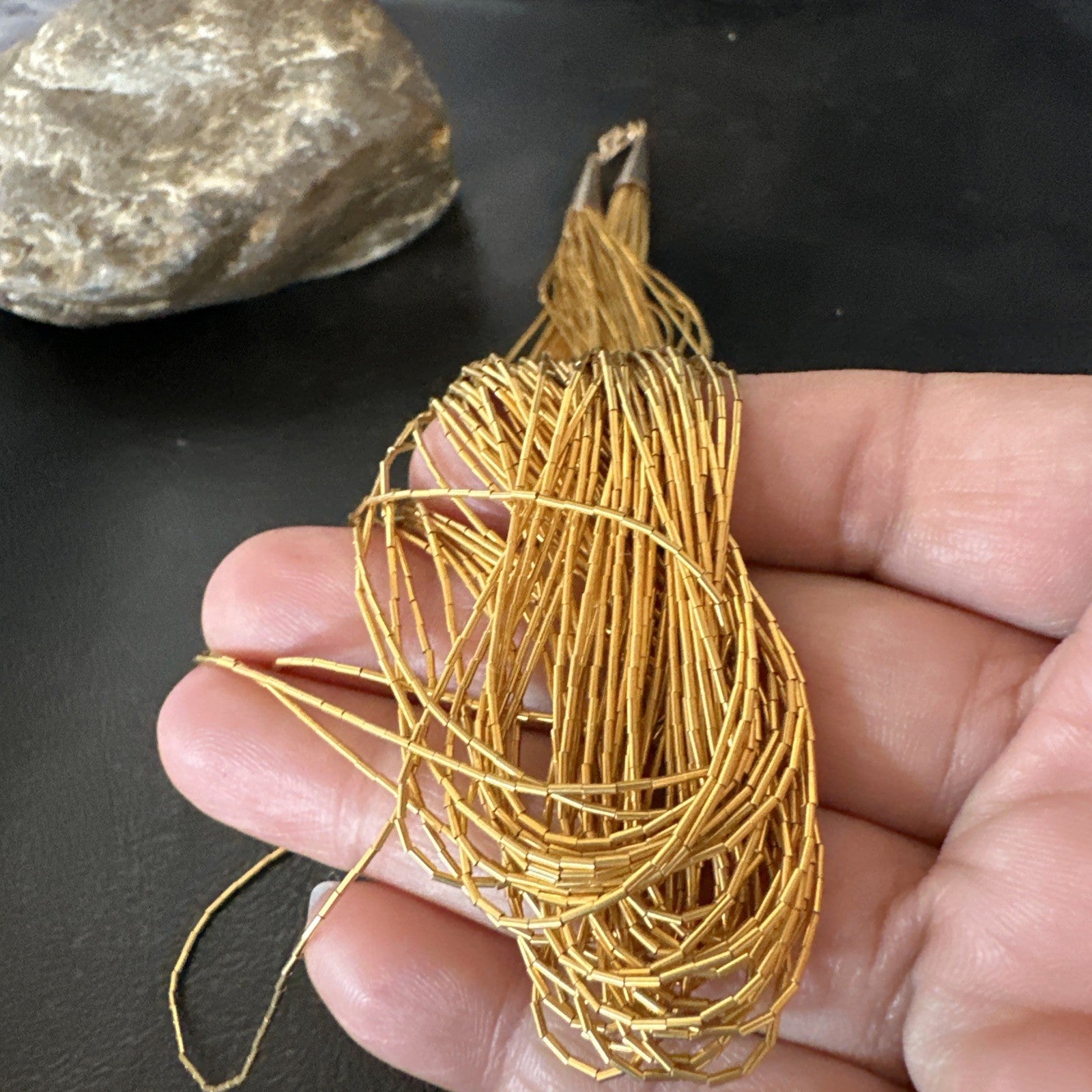 Gold Filled Heishi Tubes 40 Strand 18” Liquid Sterling Silver Necklace 19360