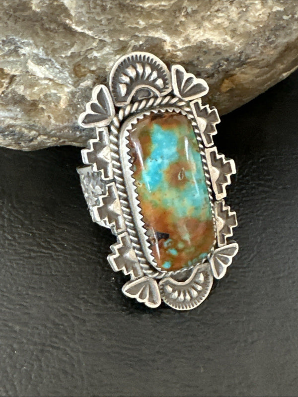 Navajo Green Turquoise Ring Size 11.5 | Sterling Silver | Authentic Native American Handmade | 19615