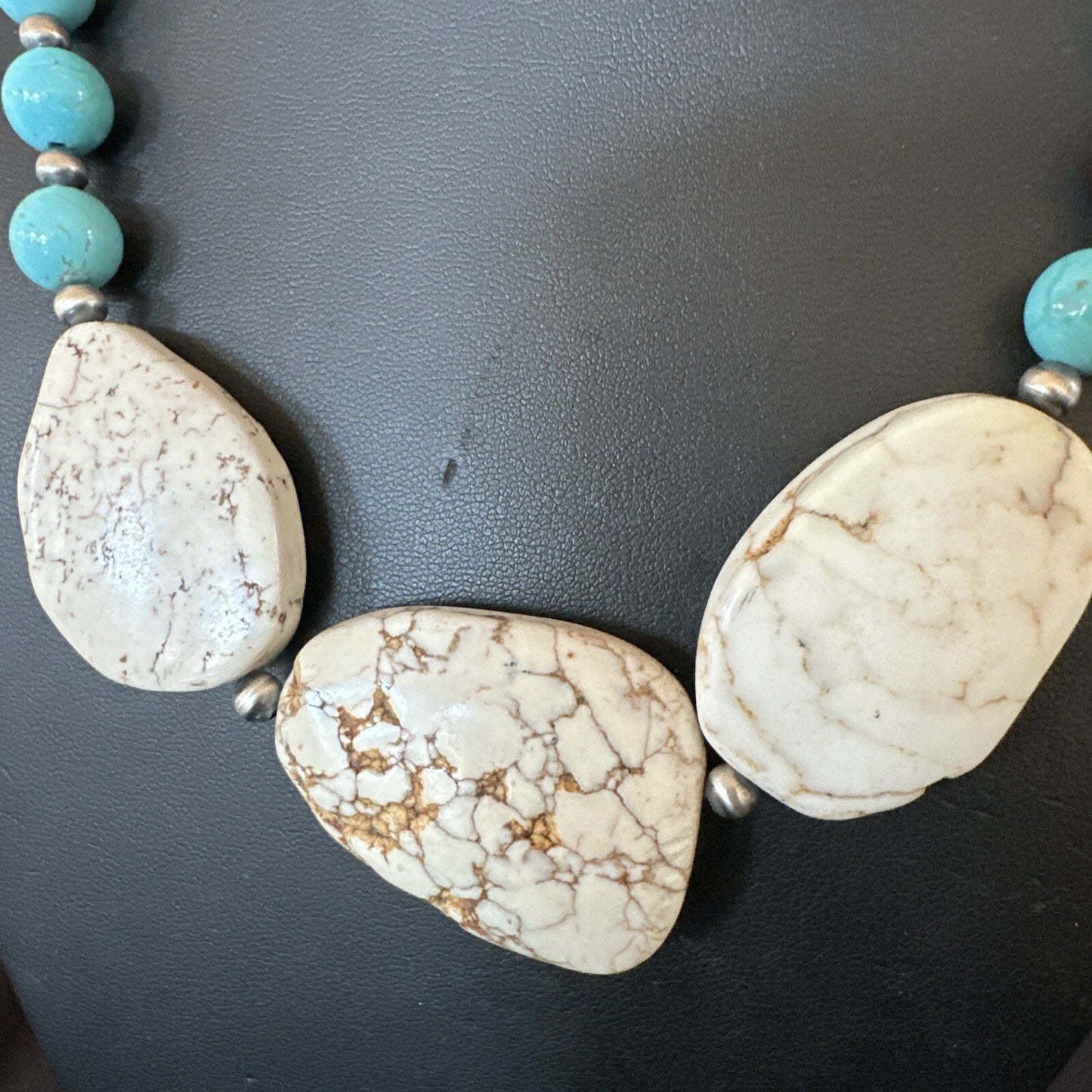 Mens Wild Horse Blue Turquoise Red Coral Navajo Sterling Silver Necklace 17982
