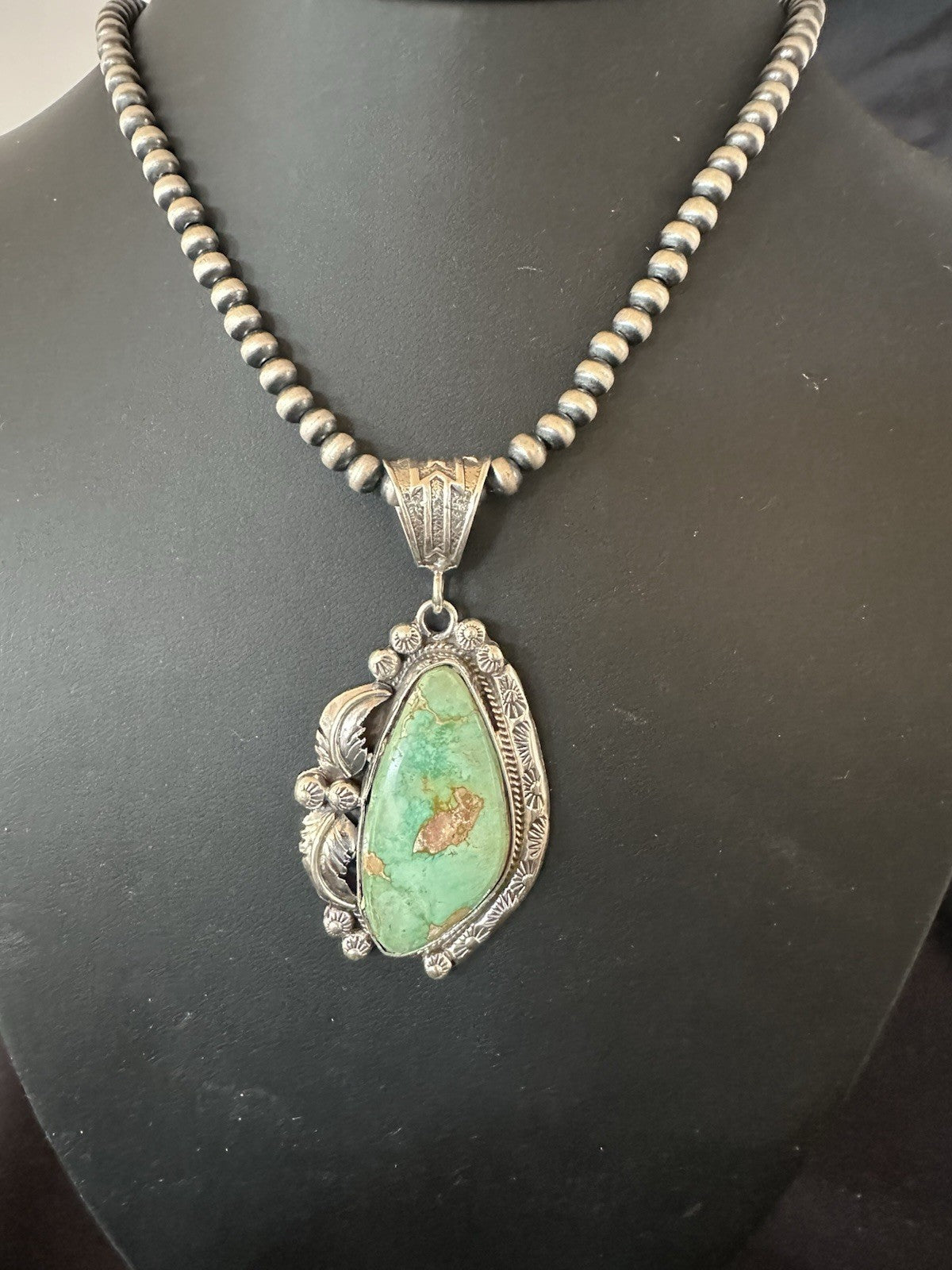 WoMens Navajo Pearls Sterling Silver Royston Turquoise Necklace Pendant 19364