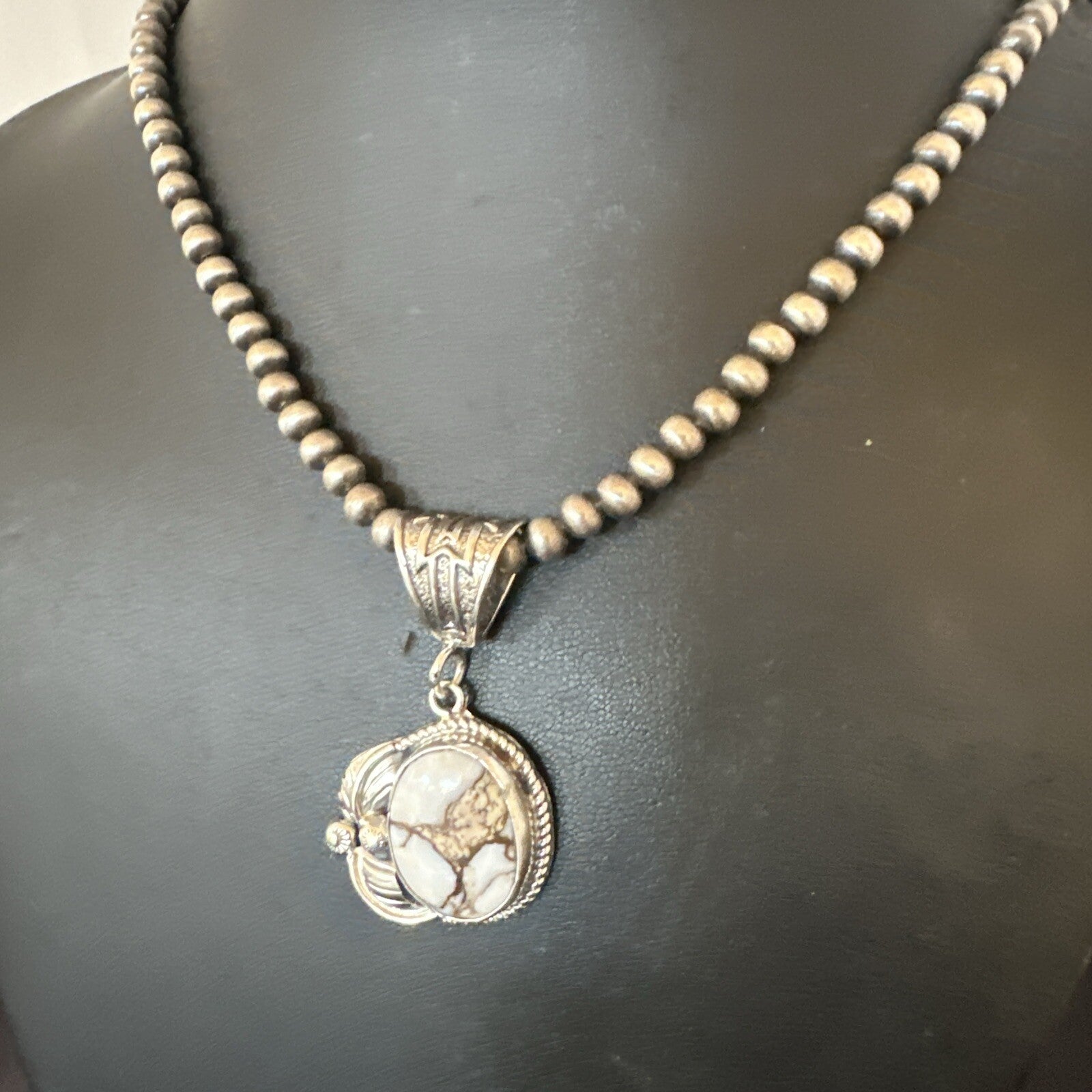 Mens Womens Wild Horse Turquoise Pendant Navajo Sterling Silver Necklace 17808N