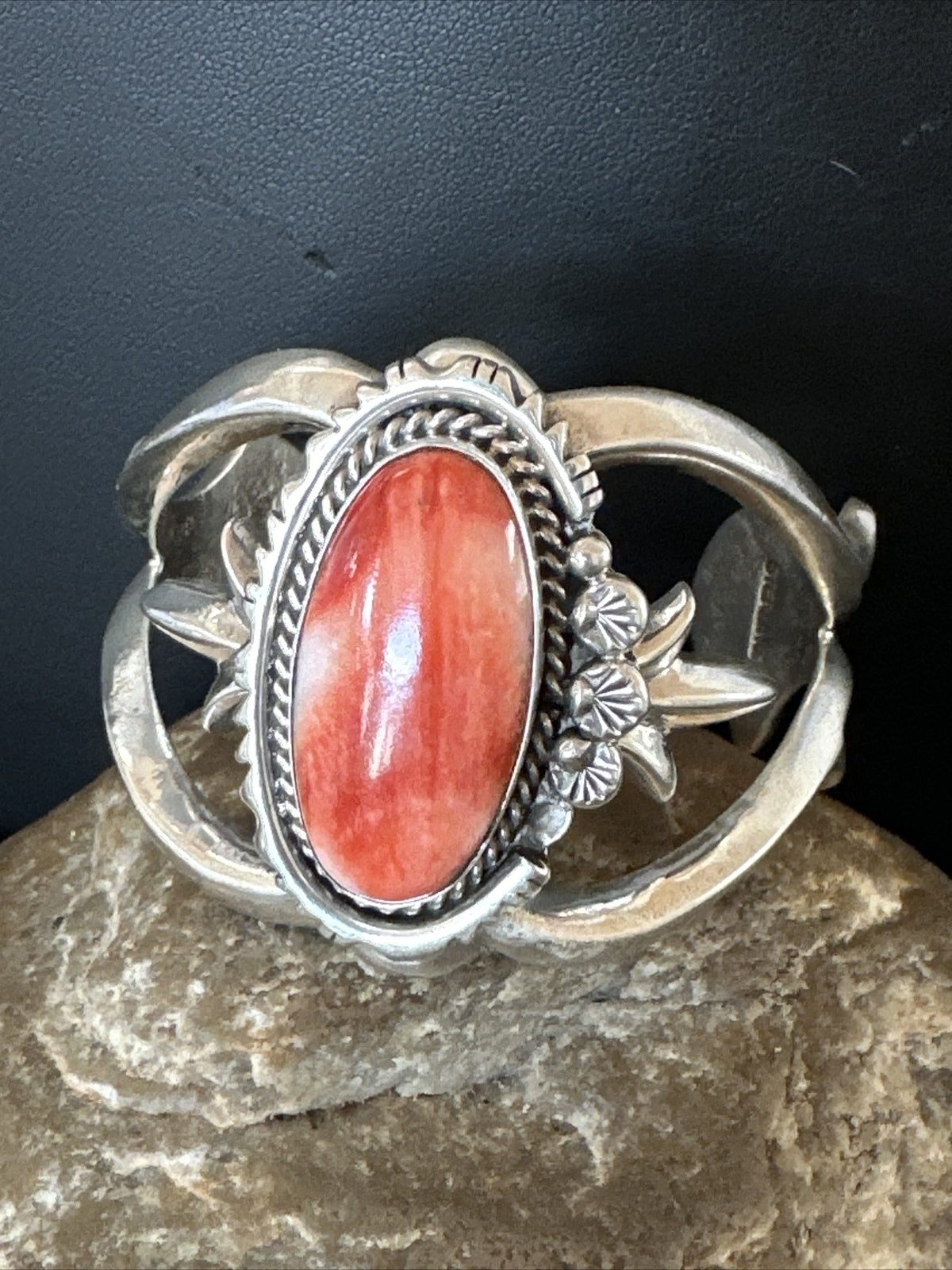 Red Spiny Oyster Navajo Sterling Silver Cuff Bracelet 17704