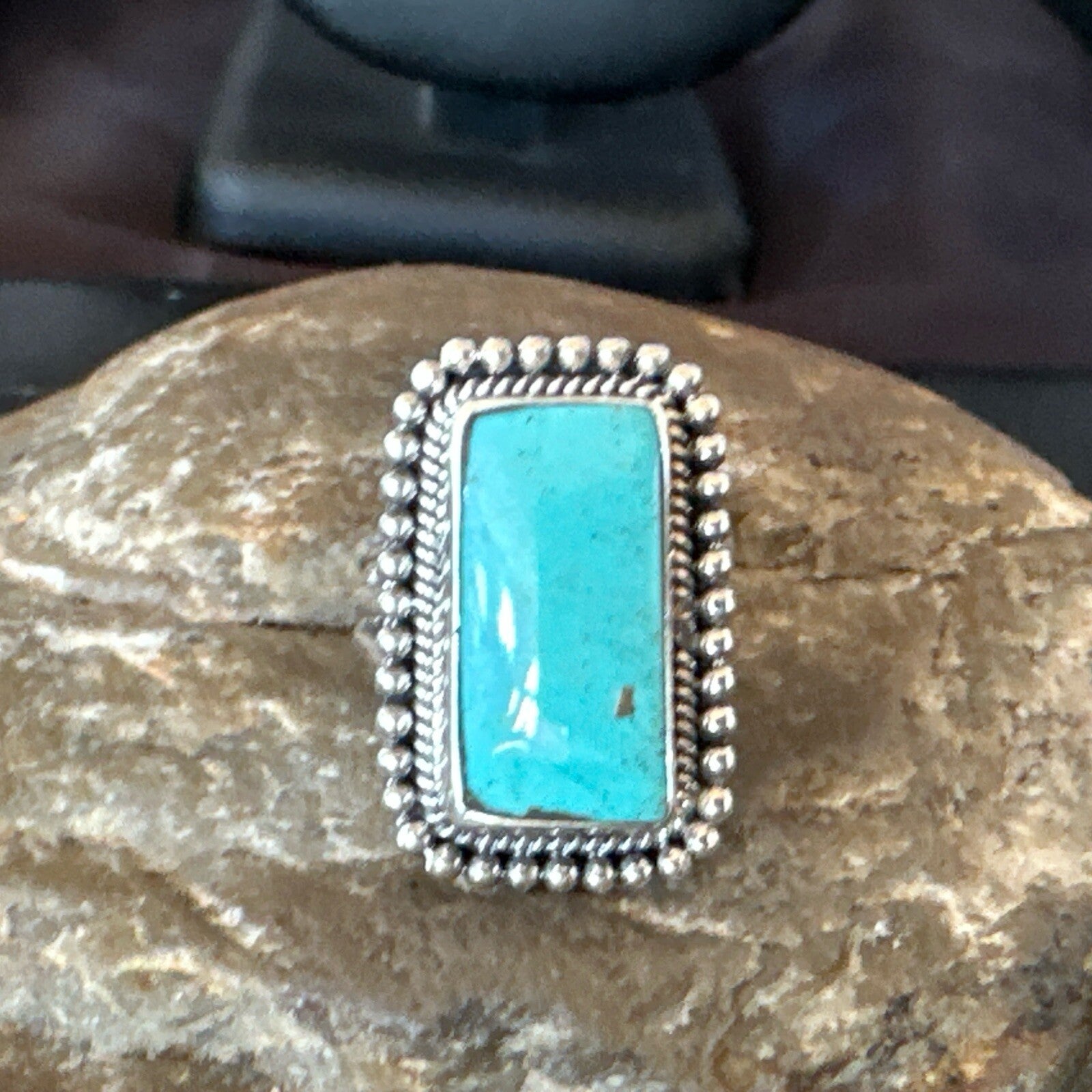 Blue Turquoise #8 Navajo Sterling Silver  Ring Size 6 18827
