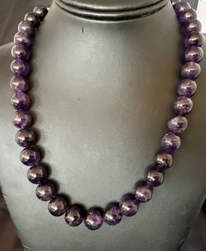 12mm Purple Amethyst Southwestern Sterling Silver Necklace 19” 18619