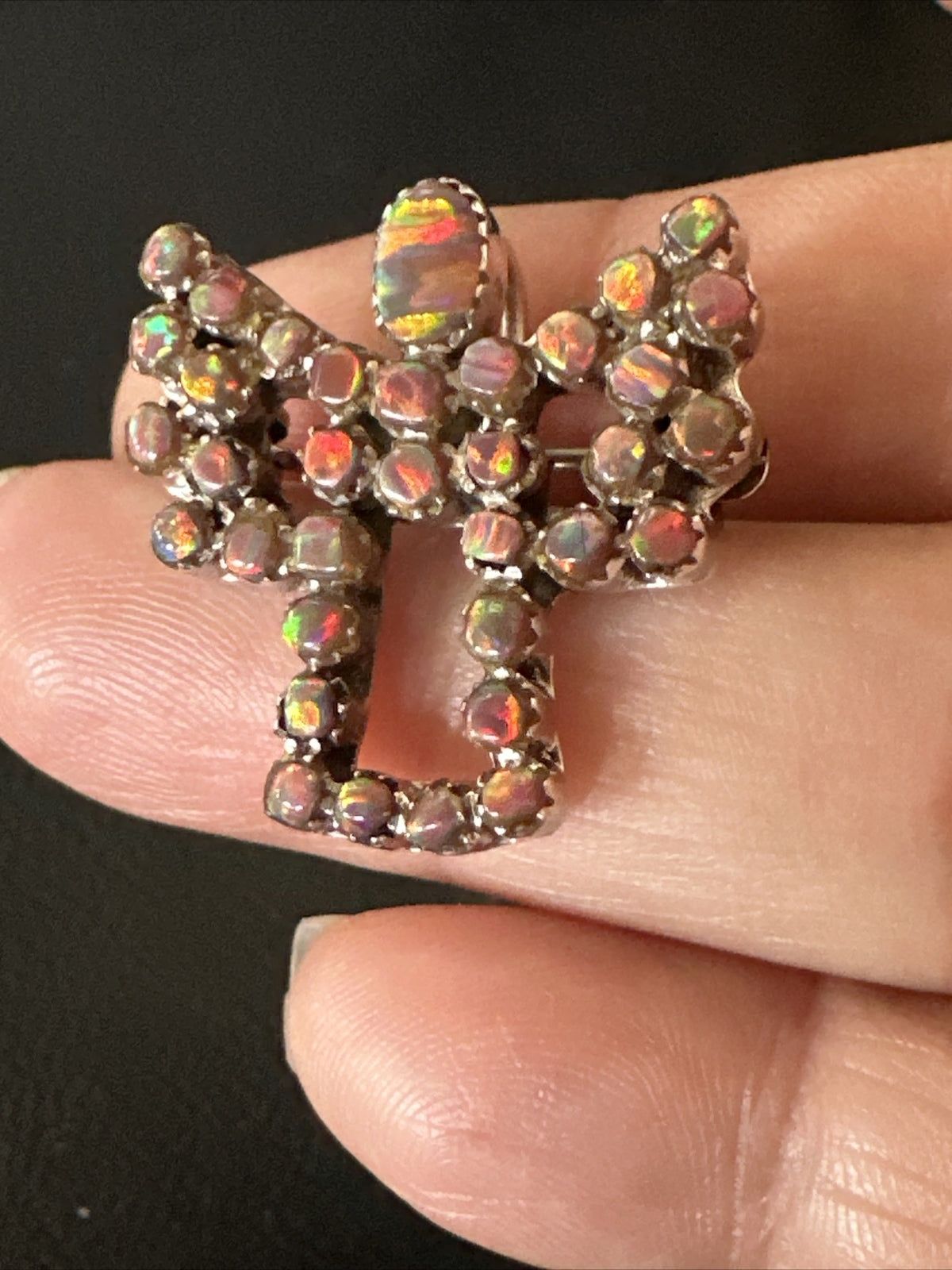 Womens Red Opal Navajo Sterling Silver Butterfly Angel Pin Pendant 18157