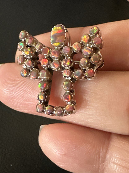 Womens Red Opal Navajo Sterling Silver Butterfly Angel Pin Pendant 18157