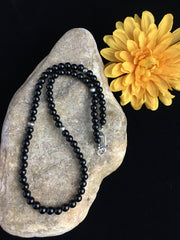 Black Onyx Navajo Necklace 18" | Sterling Silver | Authentic Native American Handmade | 10026