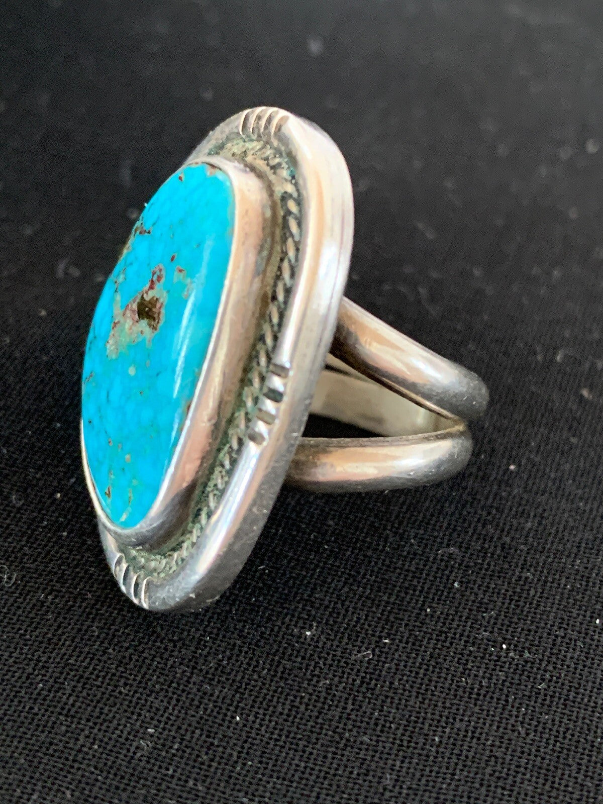 Native Kingman Turquoise Navajo Sterling Silver Old Pawn Ring Sz 4.5 4020