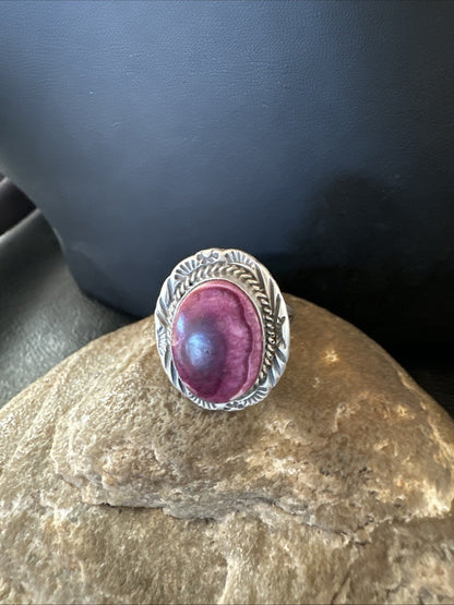 Womens Purple Spiny Oyster Navajo Sterling Silver Ring Size 8 18584