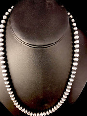 12mm Navajo Pearls 20"Hook Eye Cone Necklace | Sterling Silver | Authentic Native American Handmade