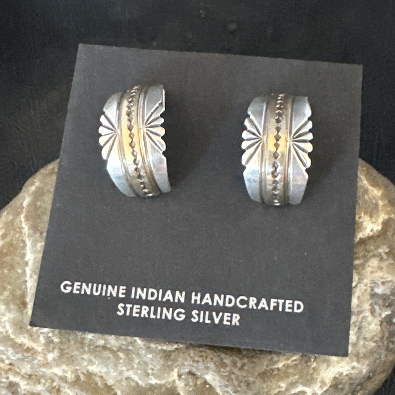 Old Pawn Navajo Stamped GF Sterling Silver Native American Earrings 19091