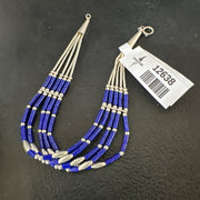 Lapis Stabilized Liquid Heishi 5 Strands Bracelet 7.25" | Sterling Silver | Authentic Native American Handmade | 12638