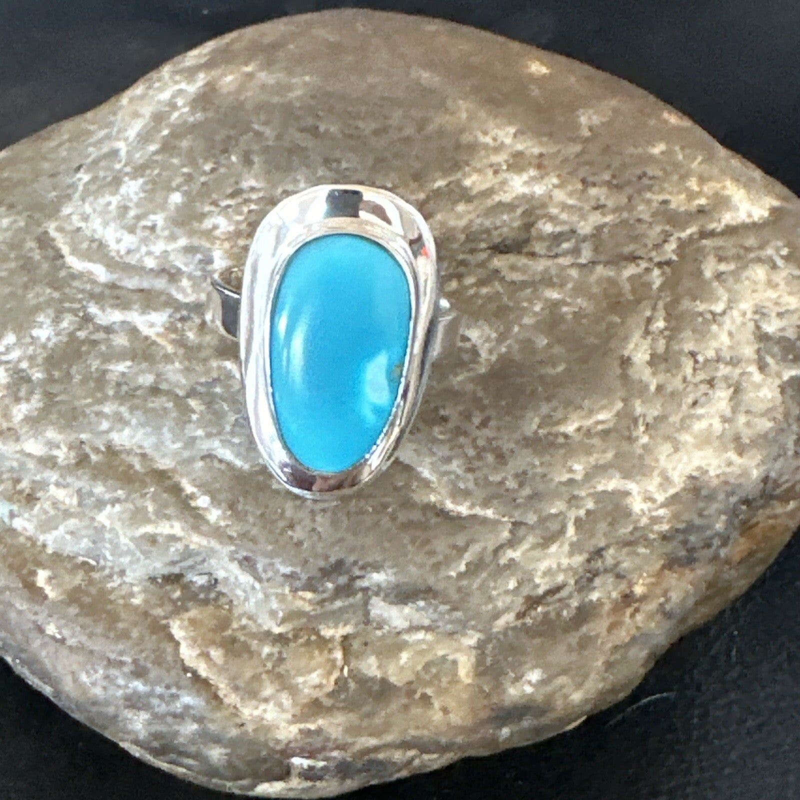 WoMens Sterling Silver Robin Egg Blue Kingman Turquoise Ring Size 8 17730