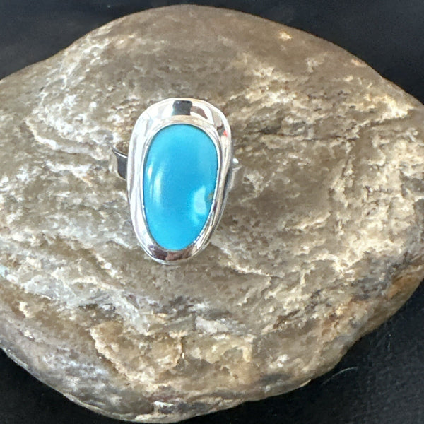 Women's Robin Egg Blue Kingman Turquoise Ring Size 8 | Sterling Silver | Authentic Native American Handmade | 17730