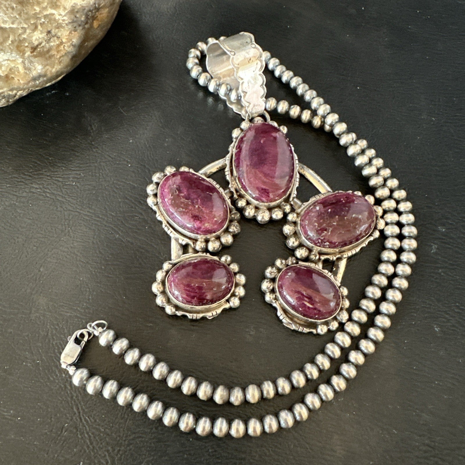 Navajo Purple Spiny Oyster Pendant Necklace Naja Sterling Silver 20" 19029