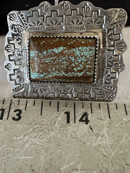 Men Women Blue Turquoise#8 Navajo Sterling Silver Ring Size 9 19107