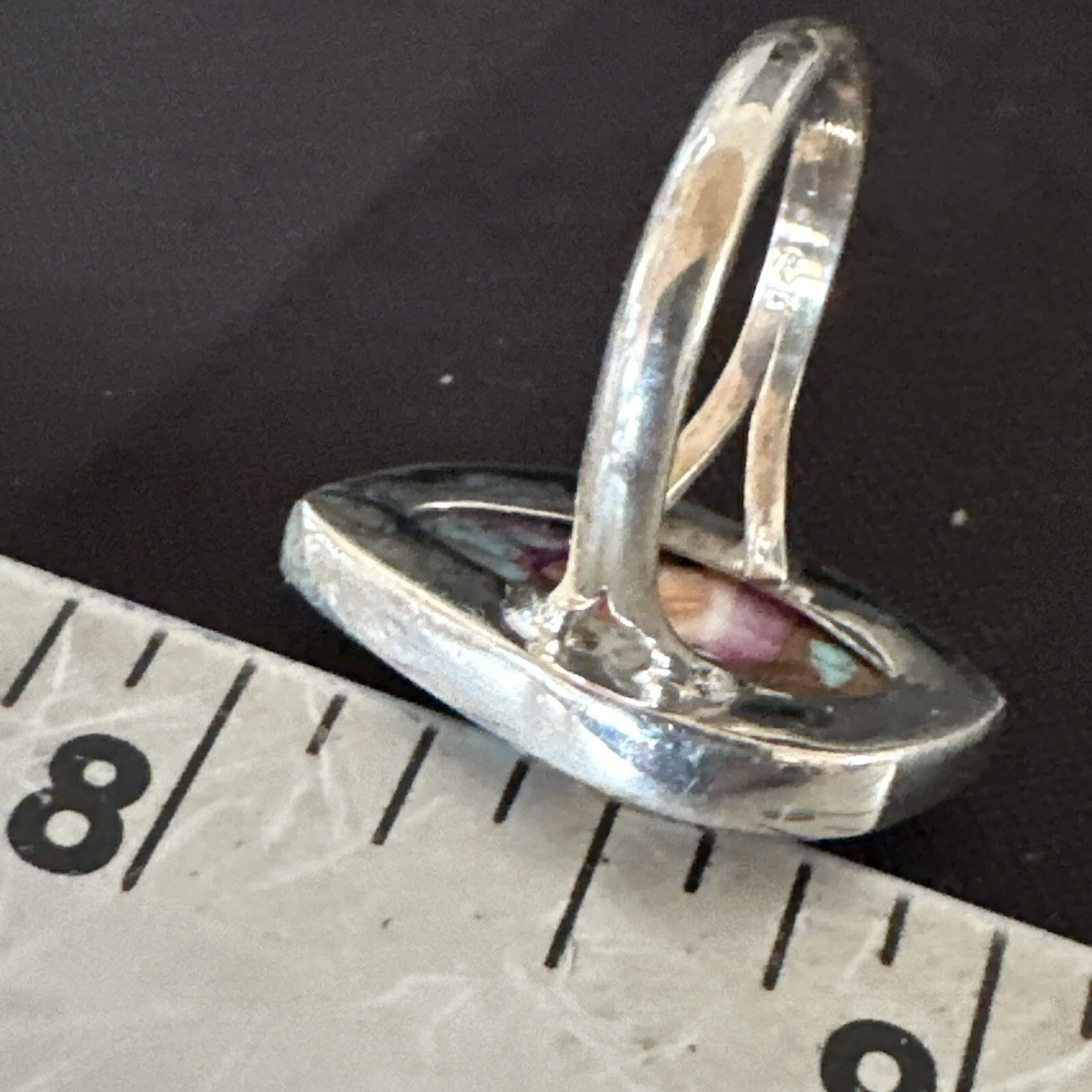 Blue Turquoise Spiny Oyster Southwestern Sterling Silver Ring Size 8 18440