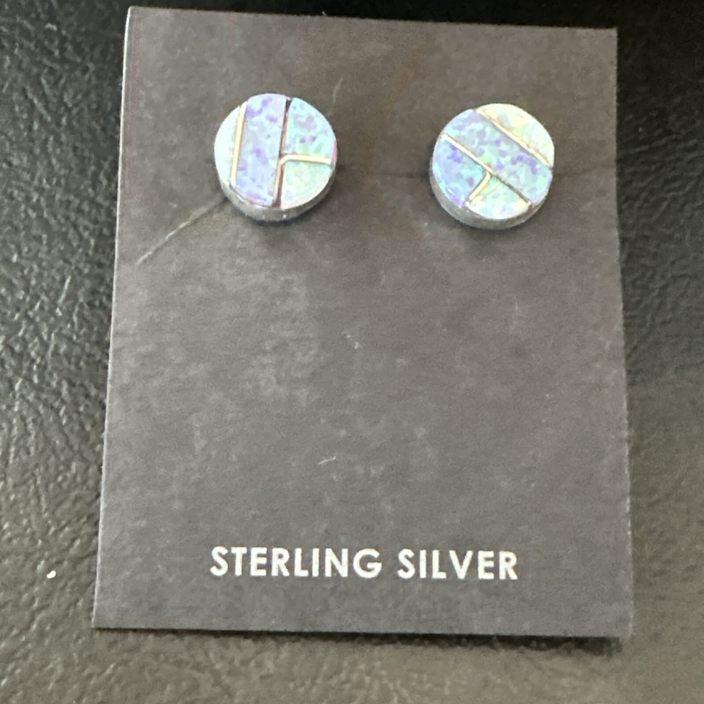 Multicolor Opal Navajo Handmade Sterling Silver Inlay Post Earrings 18719