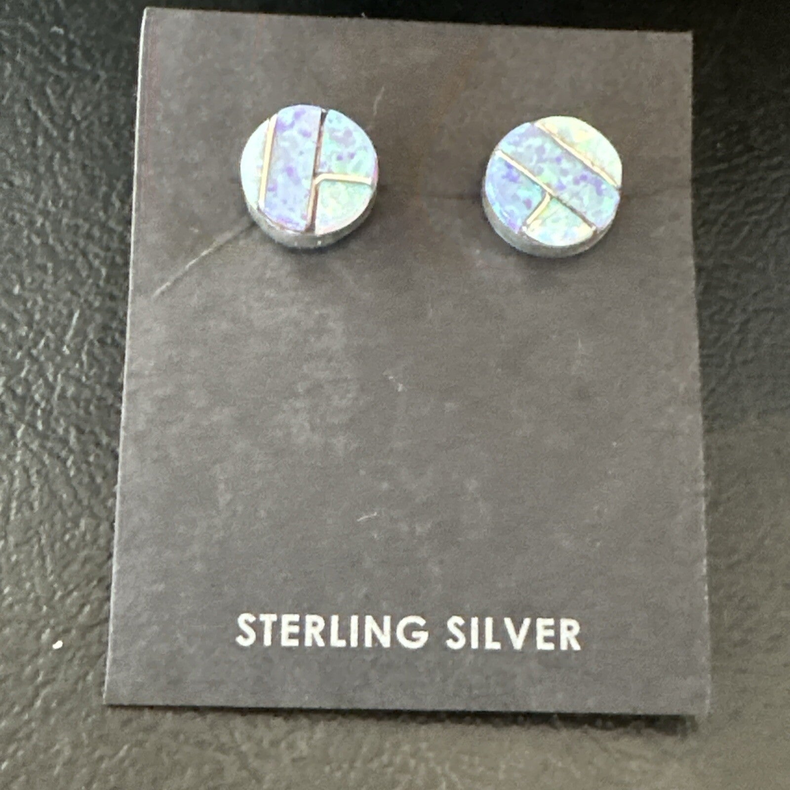 Multicolor Opal Navajo Handmade Sterling Silver Inlay Post Earrings 18719