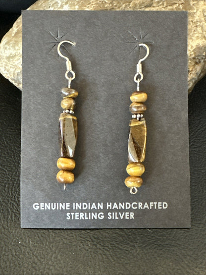 Brown Tigers Eye Southwestern Sterling Silver Earrings 18805