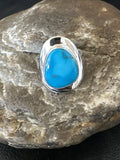 Women's Blue Kingman Turquoise Ring Size 7 | Sterling Silver | Authentic Native American Handmade | 17681
