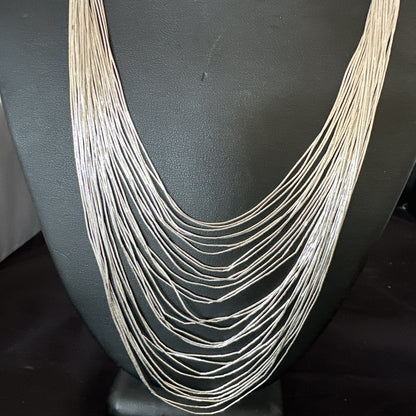 Graduated Bib Heishi Liquid All Sterling Silver 30S Necklace 24" 17243