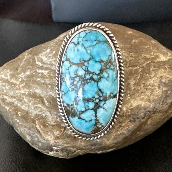 Handmade Navajo Blue Kingman Turquoise Ring Size 9.75 | Sterling Silver | Authentic Native American Handmade | 19623