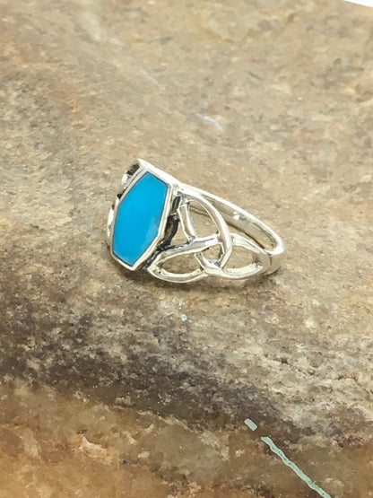 Blue Turquoise Navajo Sterling Silver Native American Ring Size 6.75 02951