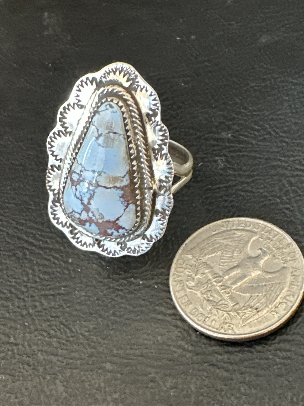 Blue Golden Hill Turquoise Navajo Sterling Silver Ring Size 11 19822