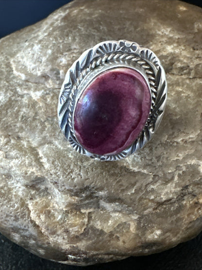 Womens Purple Spiny Oyster Navajo Sterling Silver Ring Size 8 18584