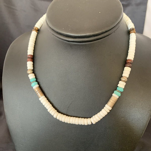 Turquoise Sugilite Howlite Navajo Beads Necklace | Sterling Silver | Authentic Native American Handmade | 10395