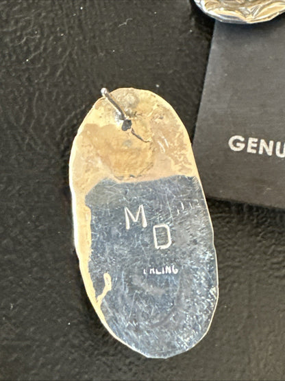 Women White Buffalo Turquoise Navajo Sterling Silver Post Earrings 19094