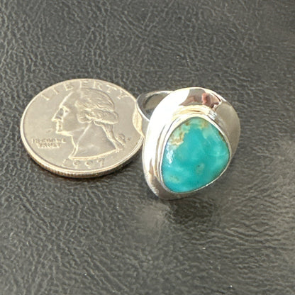 Southwestern Sterling Silver Blue Kingman Turquoise Ring Size 6 18535